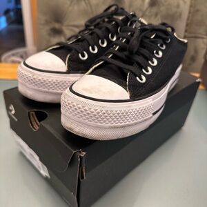 Black Platform Canvas Converse Sneakers size 6.5